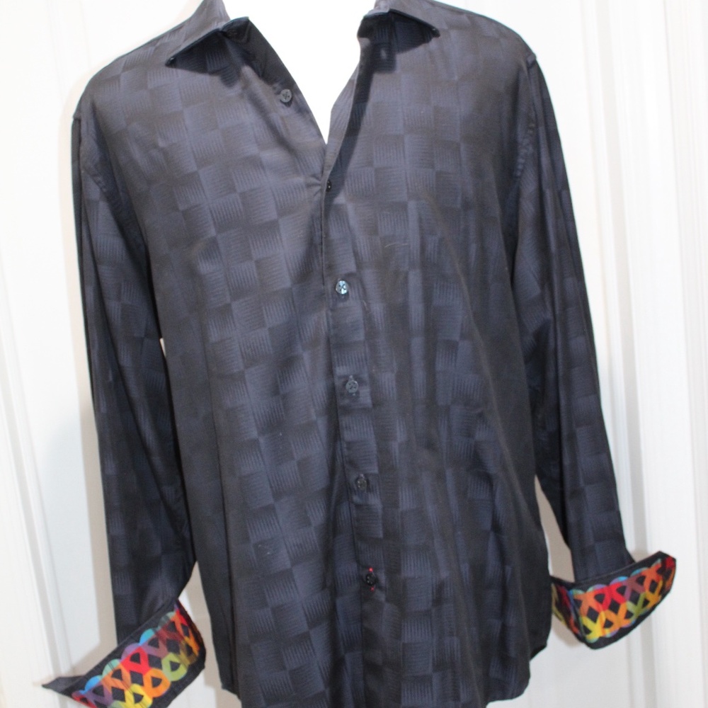 ROBERT GRAHAM EXCLUSIVE Black LS Rainbow Flip Cuff
